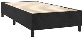 fekete bársony rugós és LED-es ágy matraccal 90x190 cm