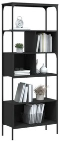 5 szintes fekete szerelt fa könyvespolc 76 x 33 x 188,5 cm