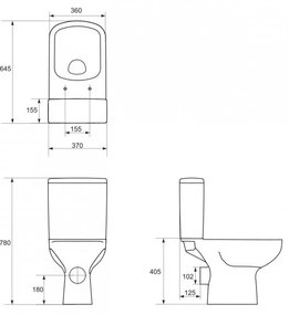 Cersanit COLOR - WC kombi + ülőke soft close, vízszintes hulladék, fehér, K103-027
