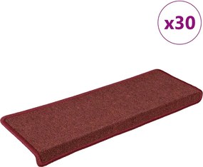 vidaXL 30 db lépcsőszőnyeg 65 x 21 x 4 cm bordó téglalap alakú széllel