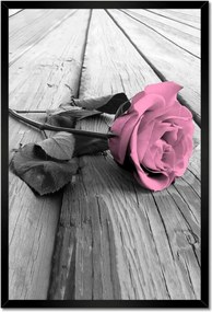 Poszterek keretben 40x60 Púderrózsa a deszkákon