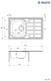 Deante ZEO_0113 - Mosogató SOUL 49x78 cm szatén