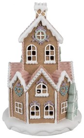 Barna mézeskalács ház LED-es karácsonyi dekoráció 21x33 cm