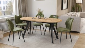 Mazzoni Ovális bővíthető ALMO asztal Artisan Tölgy / fekete lábakkal