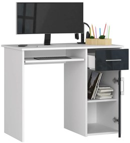 PC asztal Padma (fehér + fényes grafit). Akció -15%. 1068908