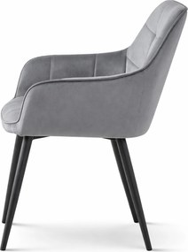 Étkezőfotel VARSI VELVET fekete lábakkal, szürke