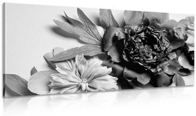 Kép pünkösdi rózsák fekete fehérben