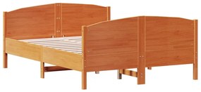 viaszbarna tömör fenyőfa ágy matrac nélkül 150 x 200 cm