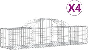 vidaXL 4 db íves horganyzott vas gabion kosár 200x50x40/60 cm