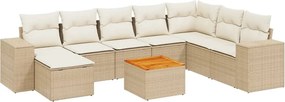 vidaXL 9 részes bézs polyrattan kerti ülőgarnitúra párnákkal