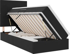 vidaXL Ágy tárolóval és matraccal matracmal Fekete 90 x 200 cm Bársony