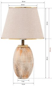 Krémszínű-aranyszínű asztali lámpa textil búrával (magasság 50 cm) Yakamoz – Opviq lights