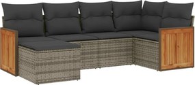 vidaXL 6 részes szürke polyrattan kerti ülőgarnitúra párnákkal