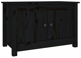 fekete tömör fenyőfa cipősszekrény 70 x 38 x 45,5 cm