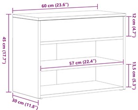 vidaXL Ülőpad Fekete Tölgy 60x30x45 cm Műanyag