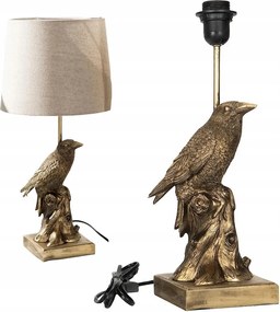 Éjjeli Asztali Lámpa E27 Arany Madár Holló 41cm hálószoba nappaliba