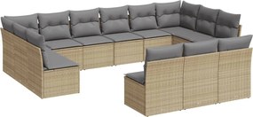 vidaXL 13 részes bézs polyrattan kerti ülőgarnitúra párnákkal