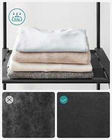 Ruhaszekrény, hordozható szekrény, ruhatartó, 138 x 43 x 182 cm, fekete