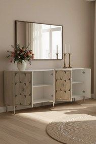Moka 150 - White, Travertine, Silver