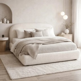 ROSSO ágy 160x200, krém boucle, ágyneműtartóval