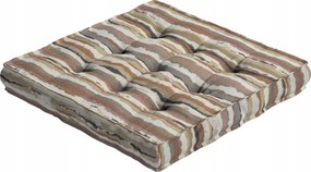 Kuba székpárna 50x50 olíva-narancs csíkos, krémszínű alapon