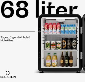 Klarstein Audrey Evo italhűtő, Rretro kivitel, üvegajtó, 68 L, EEK C