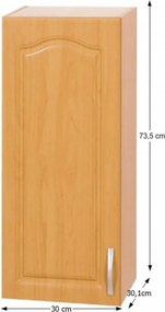 Konyhaszekrény, felső, éger, balos, LORA MDF NEW KLASIK W30/735