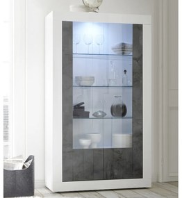 URBINO Fehér-Oxidált Üveges szekrény 2 ajtós 110cm