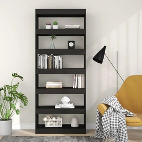 fekete szerelt fa térelválasztó könyvszekrény 80x30x198 cm