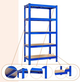HEAVY nagy teherbírású polc, max 875kg, 90x40x180cm, kék Monzana