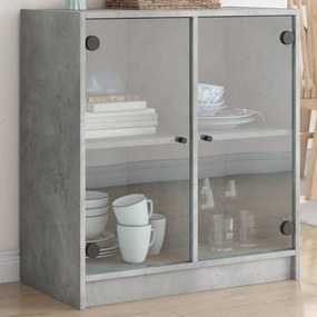 betonszürke kisszekrény üvegajtókkal 68 x 37 x 75,5 cm
