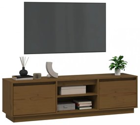 mézbarna tömör fenyőfa TV-szekrény 140 x 35 x 40 cm