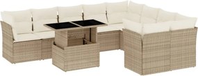 vidaXL 10 részes bézs polyrattan kerti ülőgarnitúra párnával