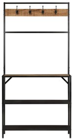 tömör mangófa és vas ruhafogas 90 x 35 x 180 cm