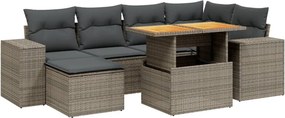vidaXL 7 részes szürke polyrattan kerti ülőgarnitúra párnákkal