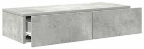 Falipolc fiókokkal betonszürke 80x33x17 cm műszaki fa