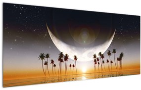 Kép - Hold a pálmafák felett (120x50 cm)