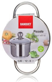 Banquet Piccolo rozsdamentes acél edény fedővel , 12 cm, 0,85 l