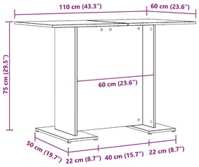 antik fa színű szerelt fa étkezőasztal 110 x 60 x 75 cm
