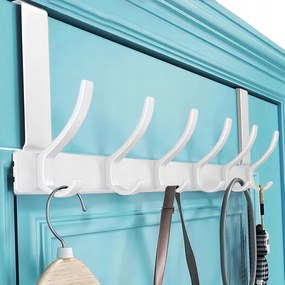 Felakasztható ajtó akasztó 6 akasztóval Fehér matt 39,5 cm