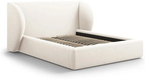 Bézs kárpitozott franciaágy tárolóhellyel, ágyráccsal 160x200 cm Miley – Micadoni Home
