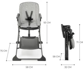 KINDERKRAFT - Gyermek étkezőszék FOLDEE szürke