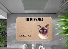 Lenvászon Lábtörlő Macskával Itt Lakik Cica Név Ajándék