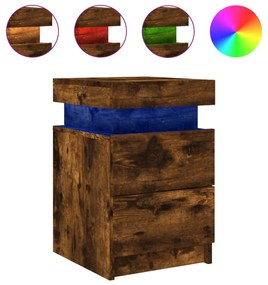 2 db sonoma tölgy színű éjjeliszekrény LED-ekkel 35x39x55 cm
