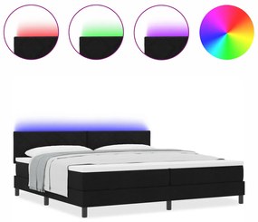 Futón Ágy Matraccal és LED-Fekete 200x200 cm Szövet