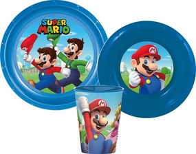 Super Mario műanyag étkészlet szett pohárral