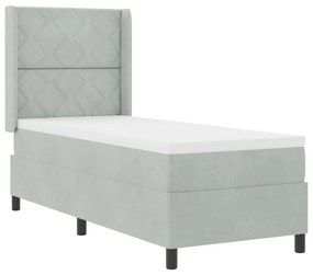 Box Spring Ágy Matraccal és LED Világosszürke 80x200 cm Bársony