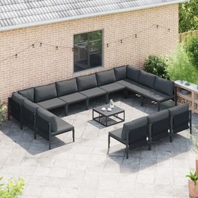 Kerti Kanapé Szett 14 pcs Antracitszürke Acél