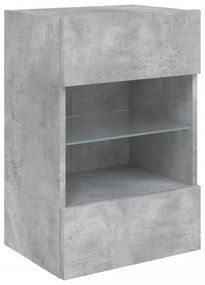 betonszürke falra szerelhető TV-szekrény LED-del 40x30x60,5 cm