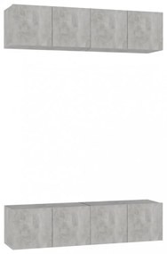 4 db betonszürke szerelt fa TV-szekrény 60 x 30 x 30 cm